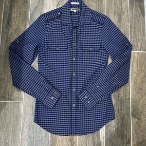 Express blue and gray checkered button-up shirt/dress shirt
